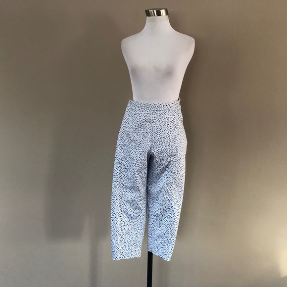 Stretchy Cotton Blue Floral Pedal Pushers Small Side Zipper SPORT - Picture 5 of 12